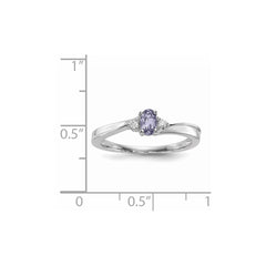 Sterling Silver Rhod-plated Created Alexandrite/Diamond Birthstone Ring - 3