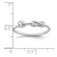 Sterling Silver Rhodium-plated Polished Infinity White Topaz Ring - 3