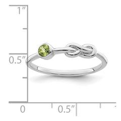 Sterling Silver Rhodium-plated Polished Infinity Peridot Ring - 3