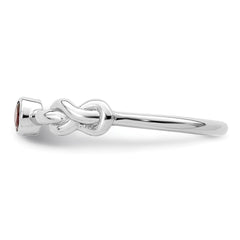 Sterling Silver Rhodium-plated Polished Infinity Garnet Ring - 3