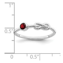Sterling Silver Rhodium-plated Polished Infinity Garnet Ring - 3