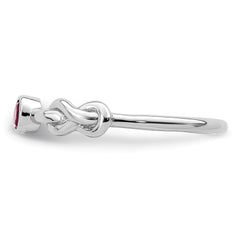 Sterling Silver Rhodium-plated Polished Infinity Lab Created Ruby Ring - 3