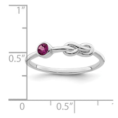 Sterling Silver RH-plated Polished Circle Rhodolite Garnet Infinity Ring - 3