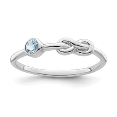 Sterling Silver Rhodium-plated Polished Infinity Aquamarine Ring - 3