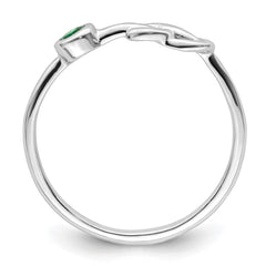 Sterling Silver Rhodium-plated Polished Infinity Lab Created Emerald Ring - 3