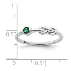 Sterling Silver Rhodium-plated Polished Infinity Lab Created Emerald Ring - 2