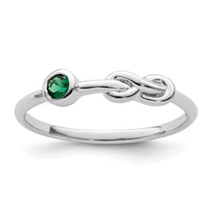 Sterling Silver Rhodium-plated Polished Infinity Lab Created Emerald Ring - 2