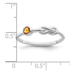 Sterling Silver Rhodium-plated Polished Infinity Citrine Ring - 2
