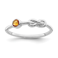 Sterling Silver Rhodium-plated Polished Infinity Citrine Ring - 3