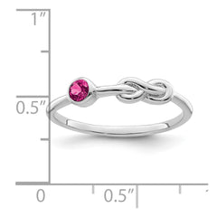 Sterling Silver Rhodium-plated Polished Infinity Pink Tourmaline Ring - 3