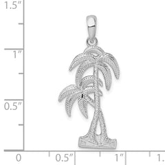 De-Ani Sterling Silver Rhodium-Plated Polished and Textured Double Palm Tree Pendant - 2