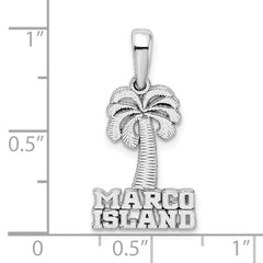 De-Ani Sterling Silver Rhodium-Plated Polished Marco Island Palm Tree Pendant - 2