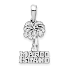 De-Ani Sterling Silver Rhodium-Plated Polished Marco Island Palm Tree Pendant - 2