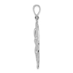 De-Ani Sterling Silver Rhodium-Plated Polished and Textured Sand Dollar Pendant - 7