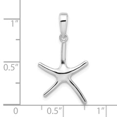 De-Ani Sterling Silver Rhodium-Plated Polished Starfish Pendant - 3