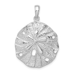 De-Ani Sterling Silver Rhodium-Plated Polished and Textured Sand Dollar Pendant - 9