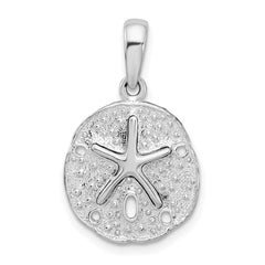 De-Ani Sterling Silver Rhodium-Plated Polished and Textured Small Sand Dollar Pendant - 2