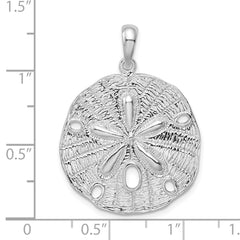 De-Ani Sterling Silver Rhodium-Plated Polished and Textured Sand Dollar Pendant - 2