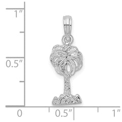 De-Ani Sterling Silver Rhodium-Plated Polished Palm Tree Pendant - 3