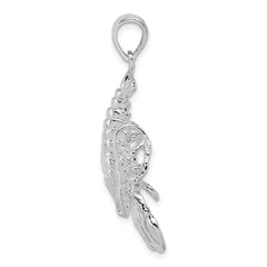De-Ani Sterling Silver Rhodium-Plated Polished Moveable Lobster Pendant - 3