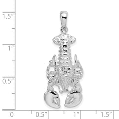 De-Ani Sterling Silver Rhodium-Plated Polished Moveable Lobster Pendant - 3