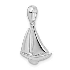 De-Ani Sterling Silver Rhodium-Plated Polished Sailboat Pendant