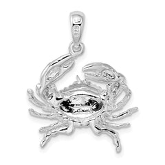 De-Ani Sterling Silver Rhodium-Plated Polished Stone Crab Pendant - 3