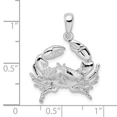 De-Ani Sterling Silver Rhodium-Plated Polished Stone Crab Pendant - 3