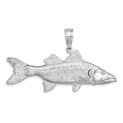 De-Ani Sterling Silver Rhodium-Plated Polished 3D Snook Fish Pendant - 2