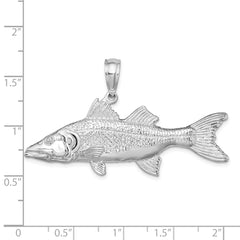 De-Ani Sterling Silver Rhodium-Plated Polished 3D Snook Fish Pendant - 2