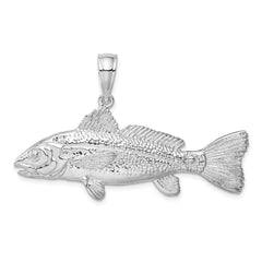 De-Ani Sterling Silver Rhodium-Plated Polished 3D Red Fish Pendant - 2