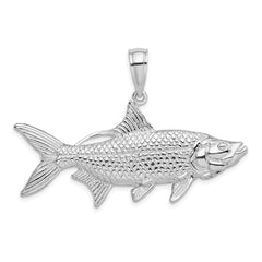 De-Ani Sterling Silver Rhodium-Plated Polished 3D Oxeye Tarpon Fish Pendant - 2