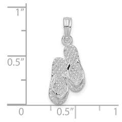 De-Ani Sterling Silver Rhodium-Plated Antigua W.I. 3D Flip Flops Pendant