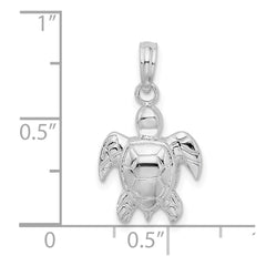 De-Ani Sterling Silver Rhodium-Plated Polished Sea Turtle Pendant - 3