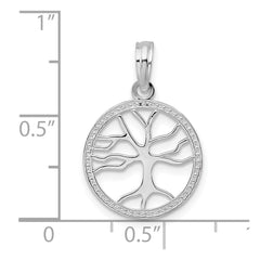 De-Ani Sterling Silver Rhodium-plated Polished Cut-Out Tree of Life Pendant