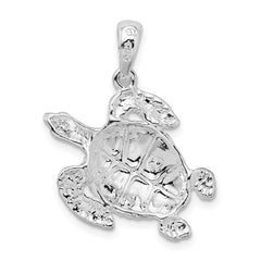 De-Ani Sterling Silver Rhodium-Plated Polished Sea Turtle Pendant - 2