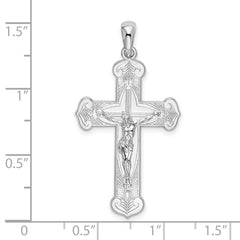 De-Ani Sterling Silver Rhodium-Plated Polished Budded Crucifix Pendant