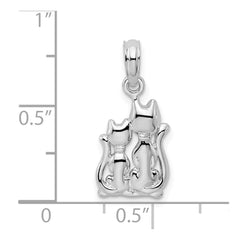De-Ani Sterling Silver Rhodium-Plated Polished Big and Little Cats Pendant