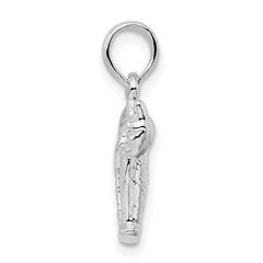 De-Ani Sterling Silver Rhodium-Plated Textured 3D Cat with Arched Back Pendant