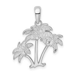 De-Ani Sterling Silver Rhodium-Plated Polished Palm Trees Pendant - 2