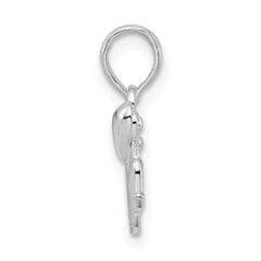 De-Ani Sterling Silver Polished Mom with Heart Pendant