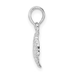 De-Ani Sterling Silver Rhodium-Plated Polished Blue Crab Pendant - 3
