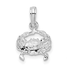 De-Ani Sterling Silver Rhodium-Plated Polished Blue Crab Pendant - 3