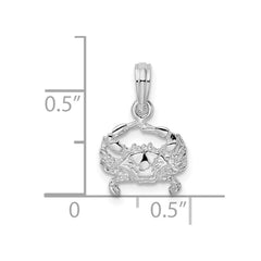 De-Ani Sterling Silver Rhodium-Plated Polished Blue Crab Pendant - 3