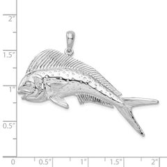 De-Ani Sterling Silver Rhodium-Plated Polished Mahi-Mahi Fish Pendant - 3