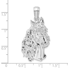 De-Ani Sterling Silver Rhodium-Plated Polished Large Horse Head Pendant - 2