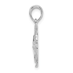 De-Ani Sterling Silver Rhodium-Plated Polished and Textured Sand Dollar Pendant - 6