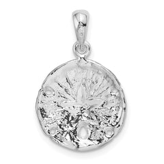 De-Ani Sterling Silver Rhodium-Plated Polished and Textured Sand Dollar Pendant - 6