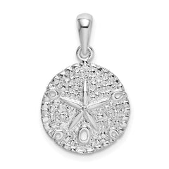 De-Ani Sterling Silver Rhodium-Plated Polished and Textured Sand Dollar Pendant - 6