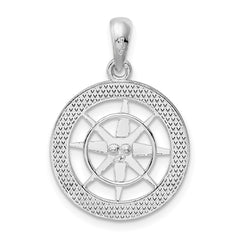 De-Ani Sterling Silver Rhodium-Plated Polished Nautical Compass Pendant - 2